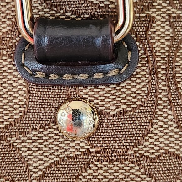 Euc Coach Khaki Jacquard Zip Top Shoulder Bag Purse - Picture 12 of 15